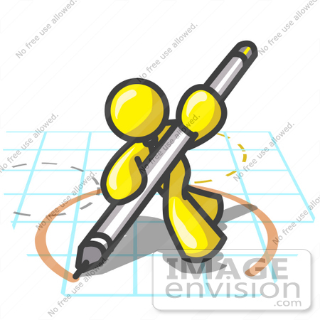 Clip Art Graphic Of A Yellow Guy Character Drawing A Circle On Graph