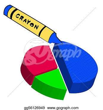Clipart   Blue Wax Crayon Filling In Circle Graph  Stock Illustration