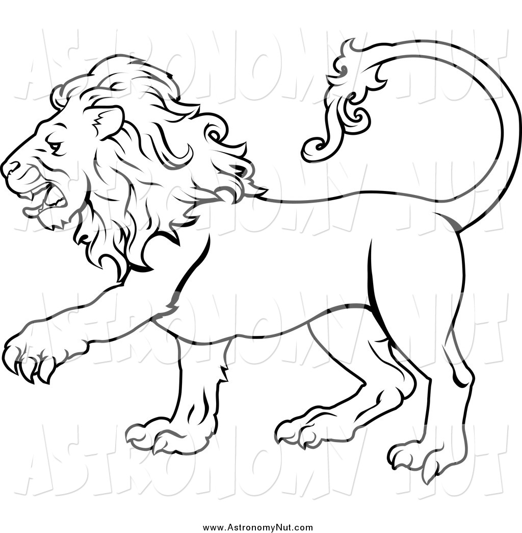 Clipart Of A Black And White Lion By Geo Images    806