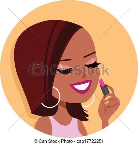 Clipart Vector Of Black Woman Doing Makeup Clipart   Beautiful Black