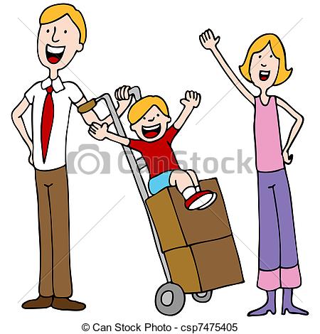 Clipart Vector Of Family Moving Day   An Image Of A Family Getting