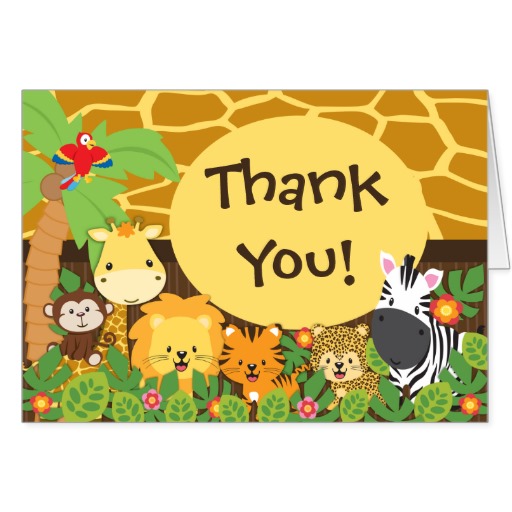 Cute Jungle Safari Animals Thank You Greeting Cards   Zazzle