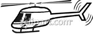 Helicopter In Black And White   Royalty Free Clipart Picture