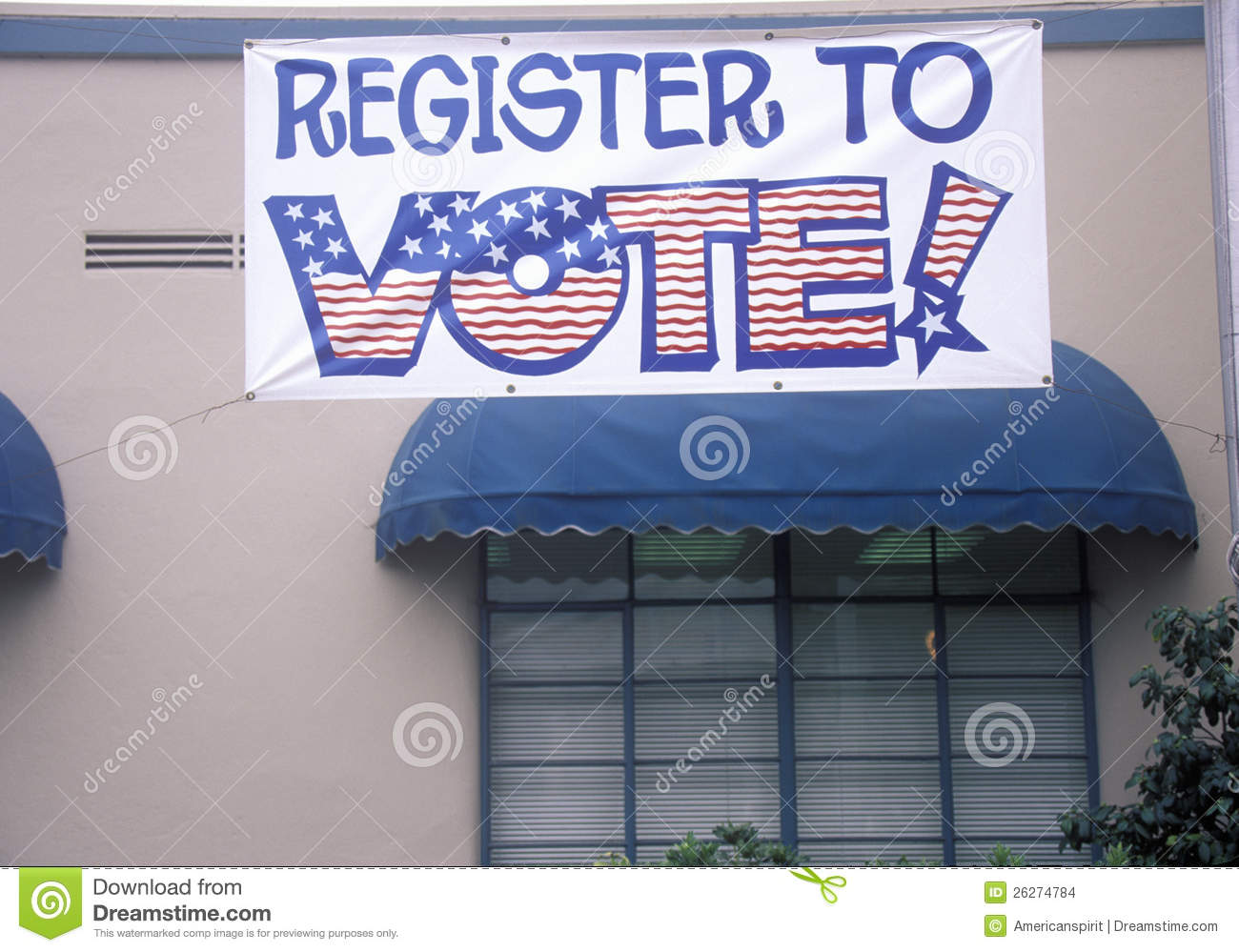 Large Hand Painted Sign Reads Register To Vote Ca