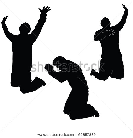 Man On His Knees Praying With Hands Up Worshiping God 69857839