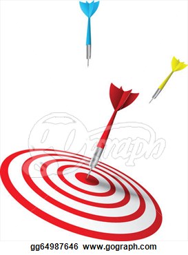 Of Colorful Darts Hitting A Target  Clipart Drawing Gg64987646
