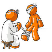 Orange Man Doctor Patient Injury   Royalty Free Clip Art