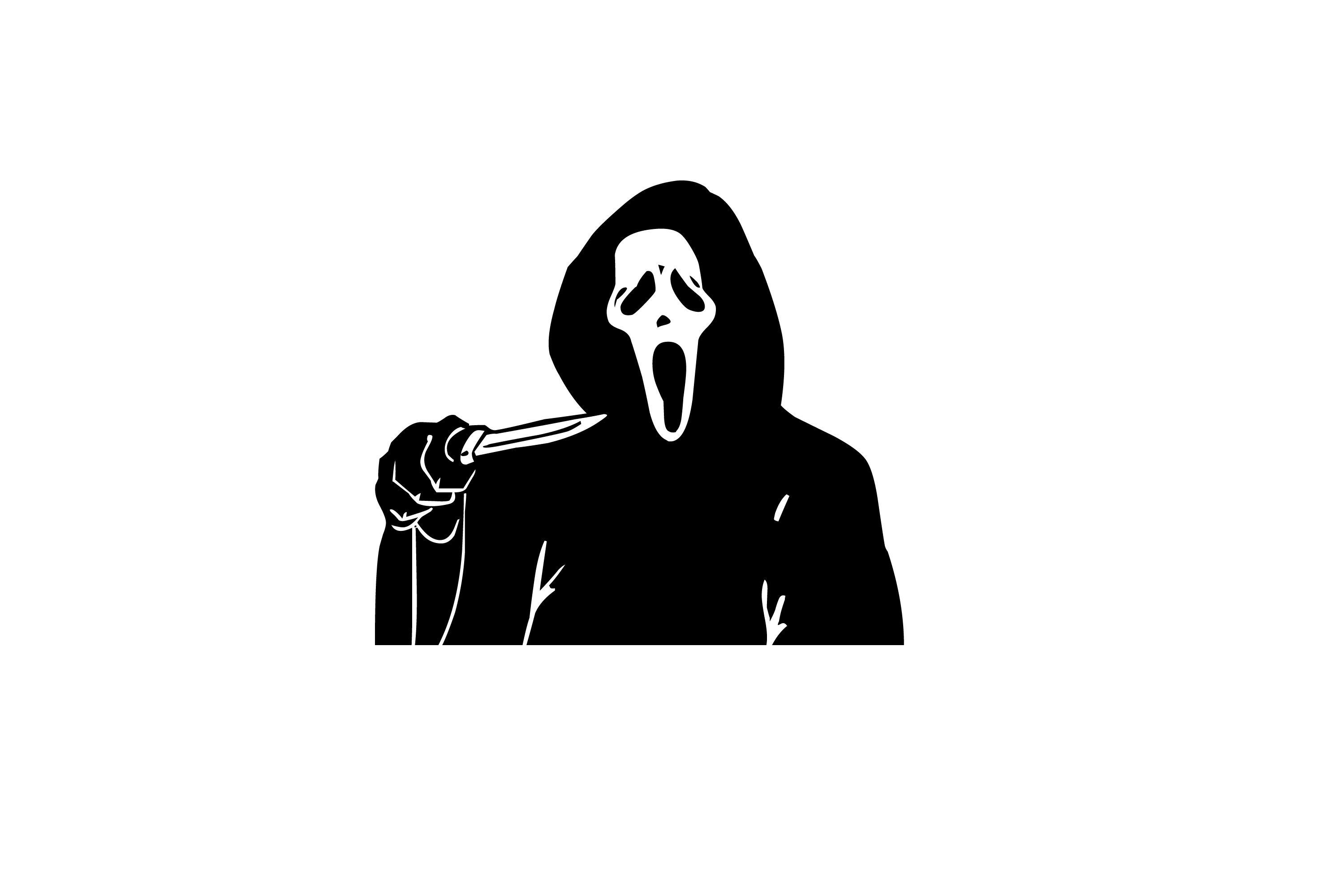 Photo  Scream Scary Mask And Knife On White Background