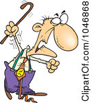 Rf Clip Art Illustration Of A Cartoon Grumpy Old Man Waving His Cane