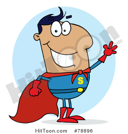 Rf  Clipart Illustration Of A Hispanic Cartoon Super Hero Man  78896