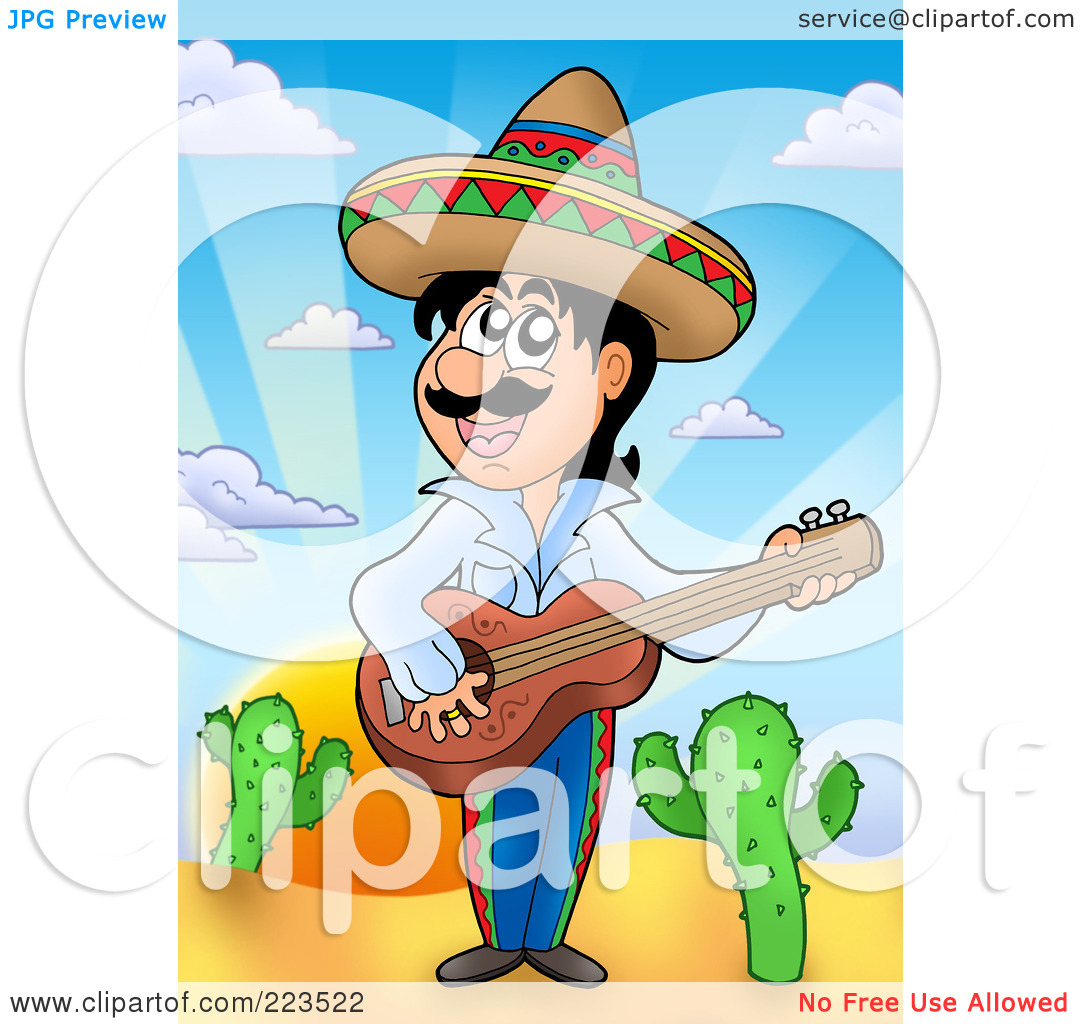 Royalty Free  Rf  Clipart Illustration Of A Hispanic Man Playing A