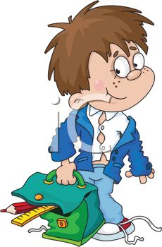 Schoolboy With Messy Clothes And Hair   Royalty Free Clipart Image