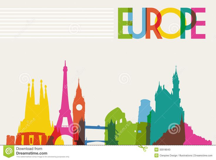Skyline Monument Silhouette Europe   Color Transparency Vector    