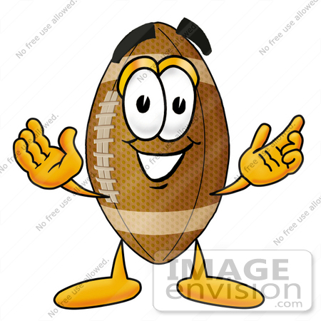 23852 Clip Art Graphic Of A Football Cartoon Character With Welcoming    