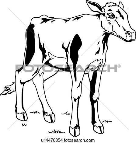 Calf View Large Clip Art Graphic
