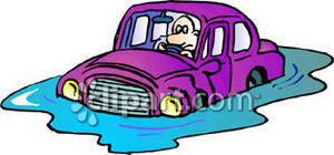 Car Stuck In A Flood   Royalty Free Clipart Picture