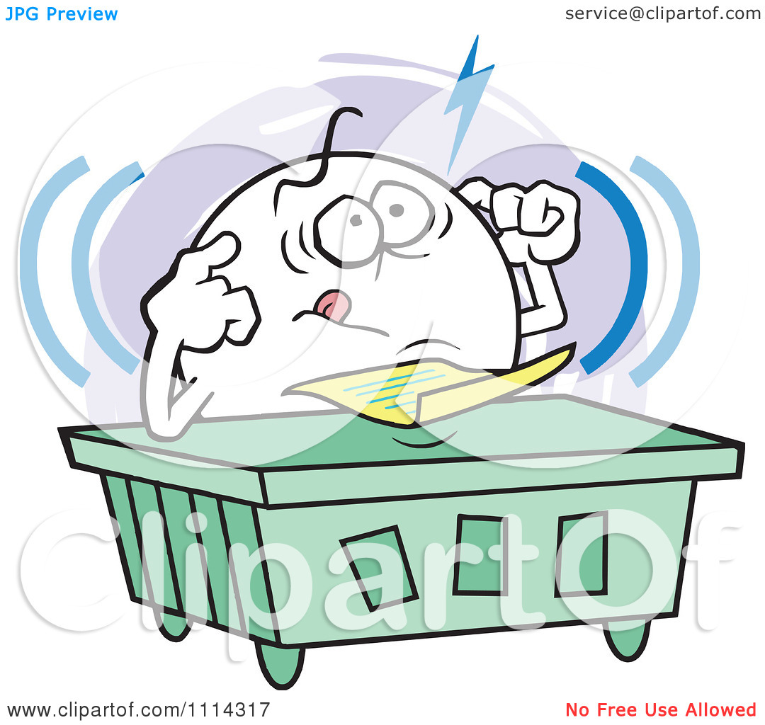 Clipart Frustrated Moodie Character Trying To Focus At A Desk    