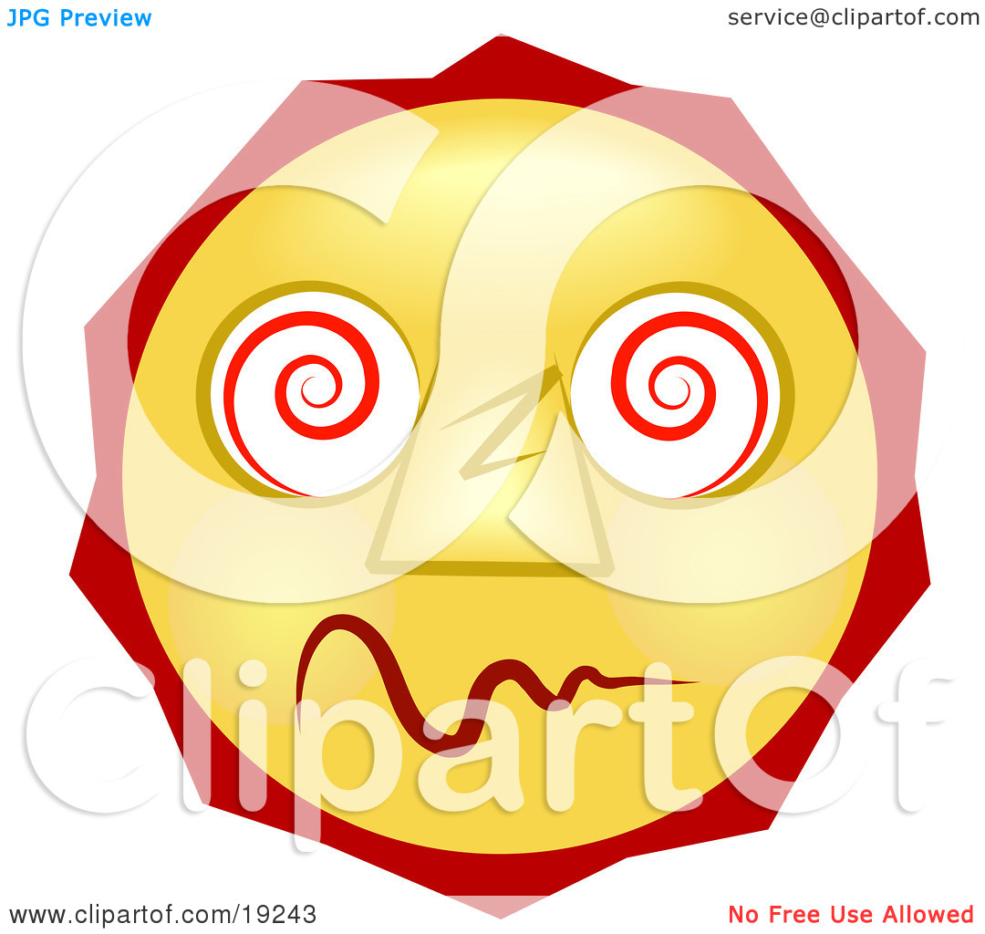 Clipart Illustration Of A Dazed And Confused Yellow Smiley Face High