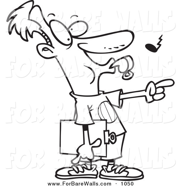     Coloring Page Of A Basketball Coach Whistling By Ron Leishman    1050