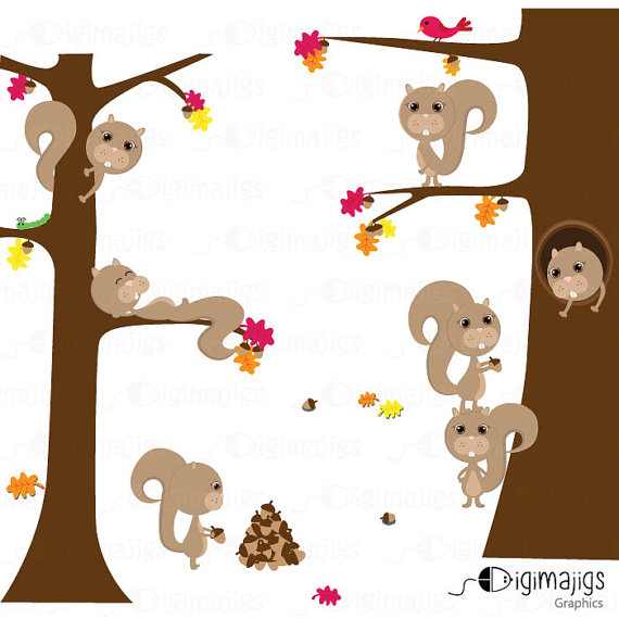 Fall Squirrels   Cute Clipart Set   Commercial And Personal Use