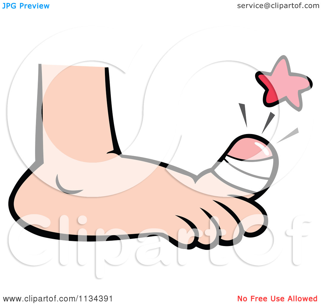 Of A Sore Bandaged Toe   Royalty Free Vector Clipart By Johnny Sajem