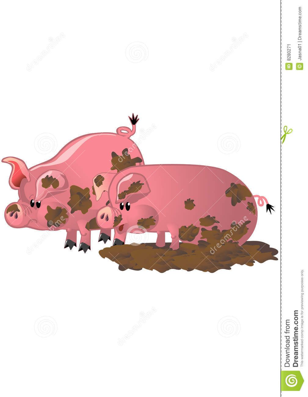 Pig In Mud Clipart Two Dirty Pigs On Farm