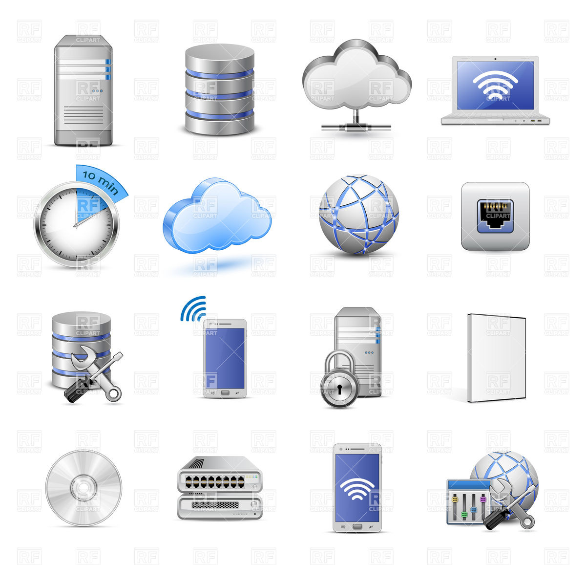 Server Database And Cloud Computing Icon Set 5462 Icons And Emblems    