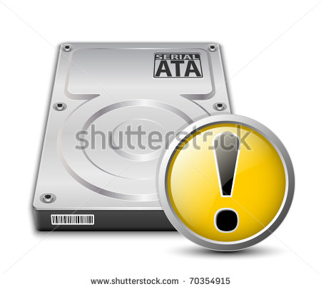 Vector Hard Disk Drive Icon With Warning Sign   Stock Vector