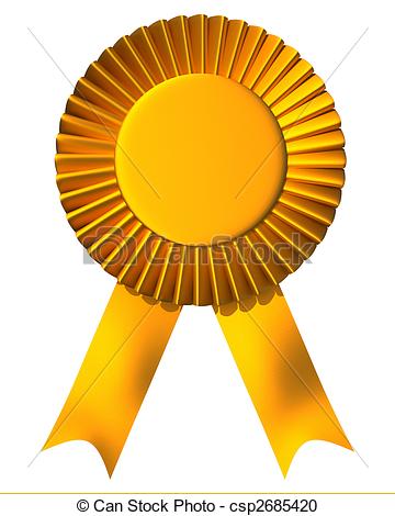 Yellow Ribbon First Place Award Isolated On White   3d Render