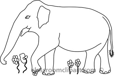 Animals   Elephant 4 3612 Flowers Outline   Classroom Clipart