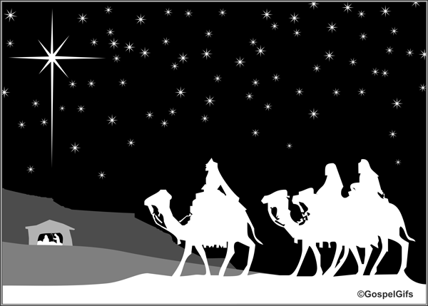 Art Christmas Image   Three Wise Men In Black And White  Image 2