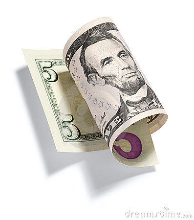 Bill Clipart Rolled Five Dollar Bill