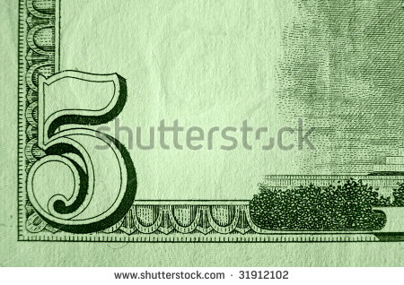 Bill Clipart Up On A Five Dollar Bill