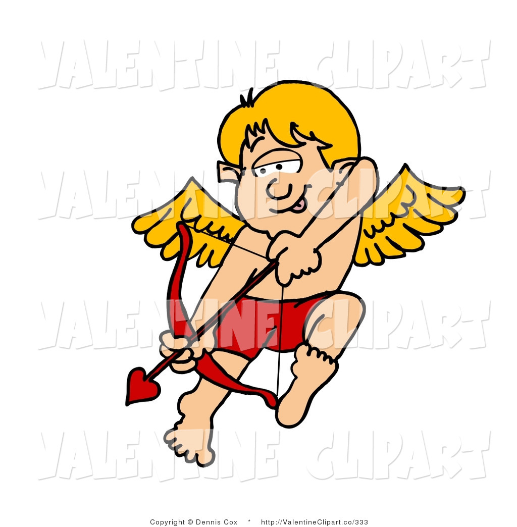 Cheerful Valentine Cupid Boy Shooting Love Arrow From Bow By Djart