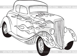 Classic Car Clipart Black And White Vintage Hot Rod   Vector Eps
