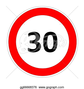 Clip Art   30 Speed Limitation Road Sign In White Background  Stock    