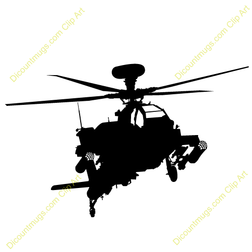 Clipart 12359 Apache Helicopter   Apache Helicopter Mugs T Shirts
