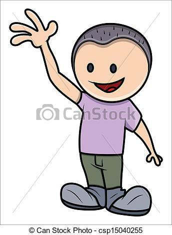Clipart Vector Of Happy Kid Saying Hello   Drawing Art Of Funny Happy