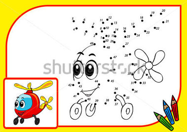 Coloring Book Dot To Dot Vector Illustration Of Funny Helicopter