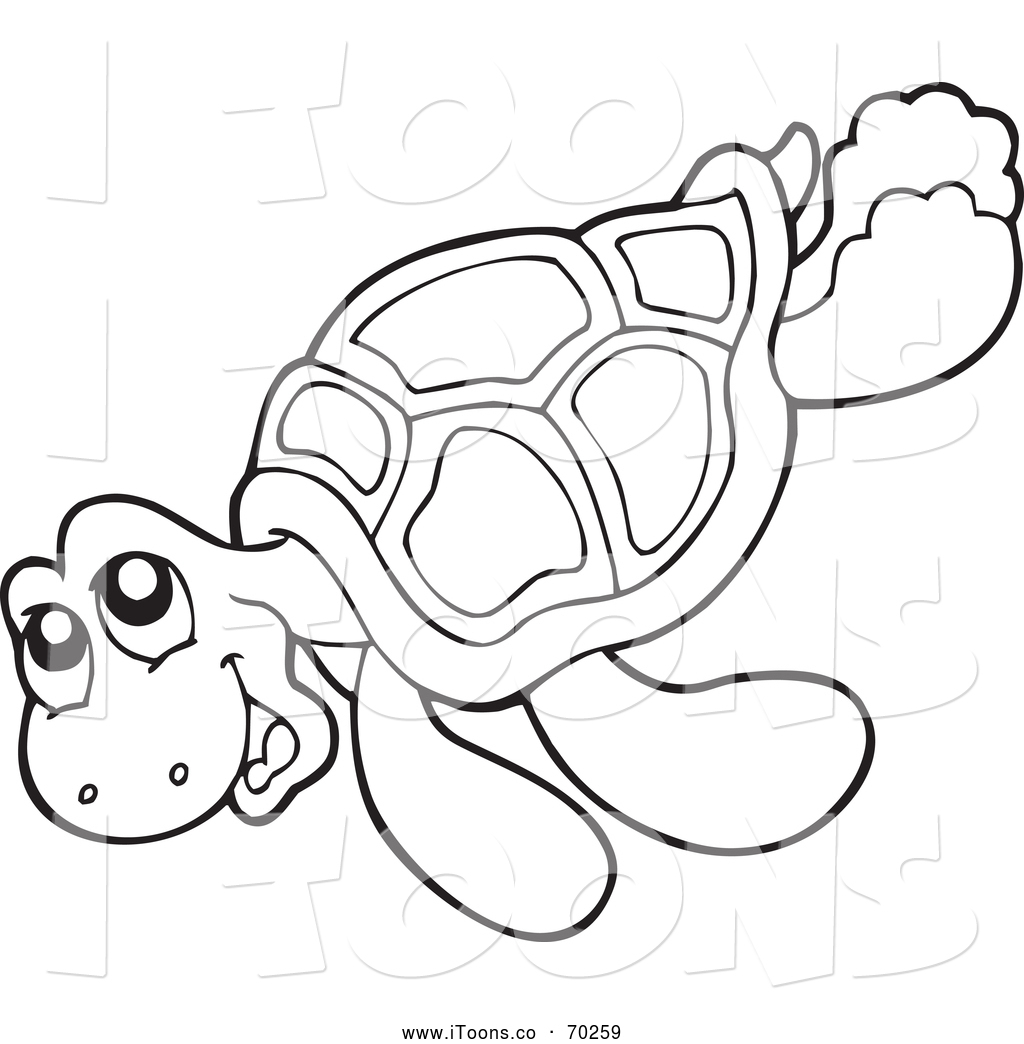 Cute Turtle Clip Art Black And White Vector Clip Art Of A Black And