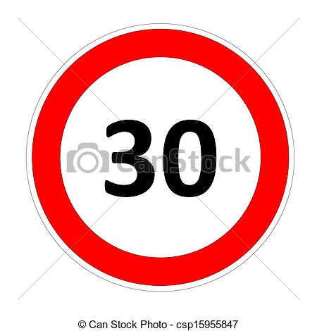 Drawing Of 30 Speed Limit Sign   30 Speed Limitation Road Sign In    
