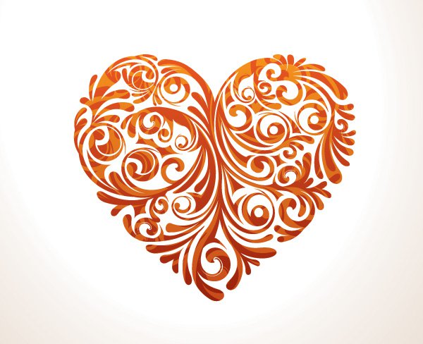 Floral Heart Vector Graphic   Swirly Love Card