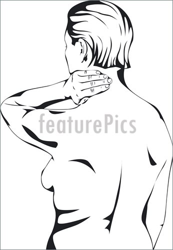 Illustration Of Hand Drawing Vector Representing Massaging Sore Neck