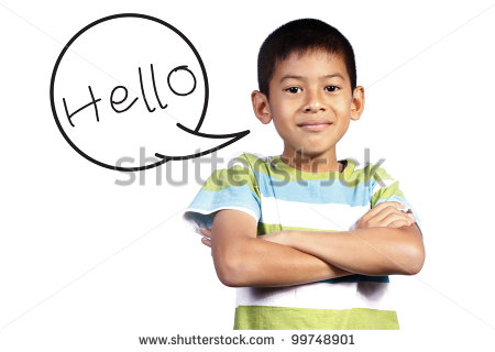 Just Saying Hello Clipart Kid With Speech Say Hello On