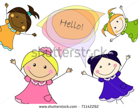Just Saying Hello Clipart Multicultural Girls Say