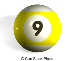Pool Ball   Isolated 3d Pool Ball Number 9