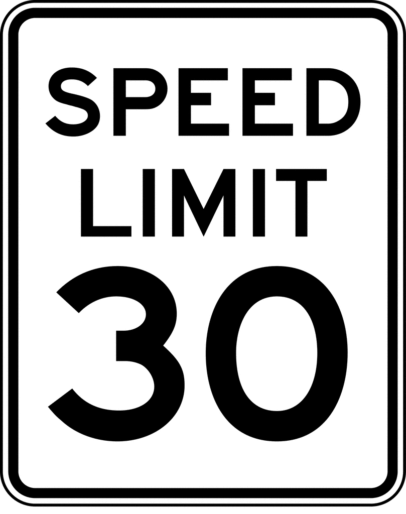 Speed Limit 30 Black And White   Clipart Etc