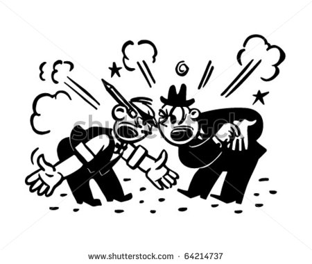 Two Men Arguing   Retro Clipart Illustration   64214737   Shutterstock