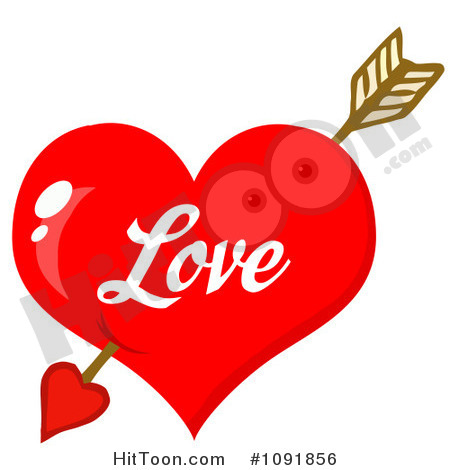 Valentine Clipart  1091856  Cupids Arrow Through A Shiny Red Love