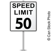 Vector Speed Limit Sign   Vector Illustration Of Fifty Speed